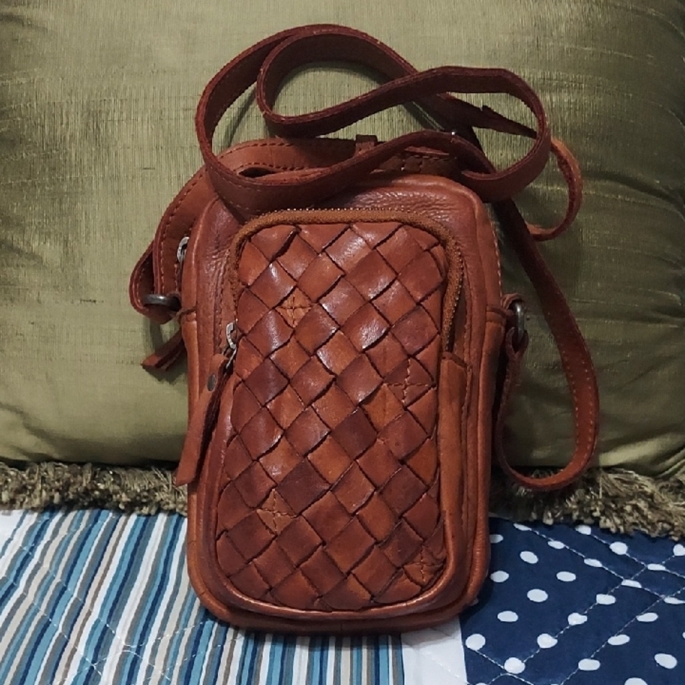 Womens Brown Leather Crossbody Bag
